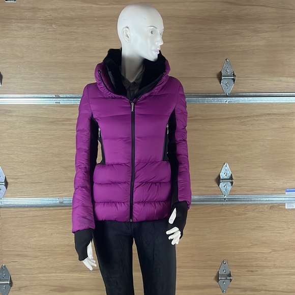 NWT Byblos Purple/black puffer jacket Orig $799 Sz 4 - Picture 2 of 16
